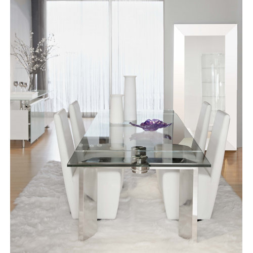 Orren Ellis Arche Extendable Glass Top Dining Table & Reviews Wayfair
